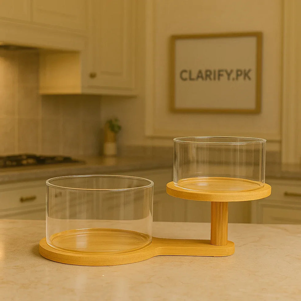 Luxury 2-Tier Glass Container Set – Modern Kitchen Storage Rack - Clarify.pk