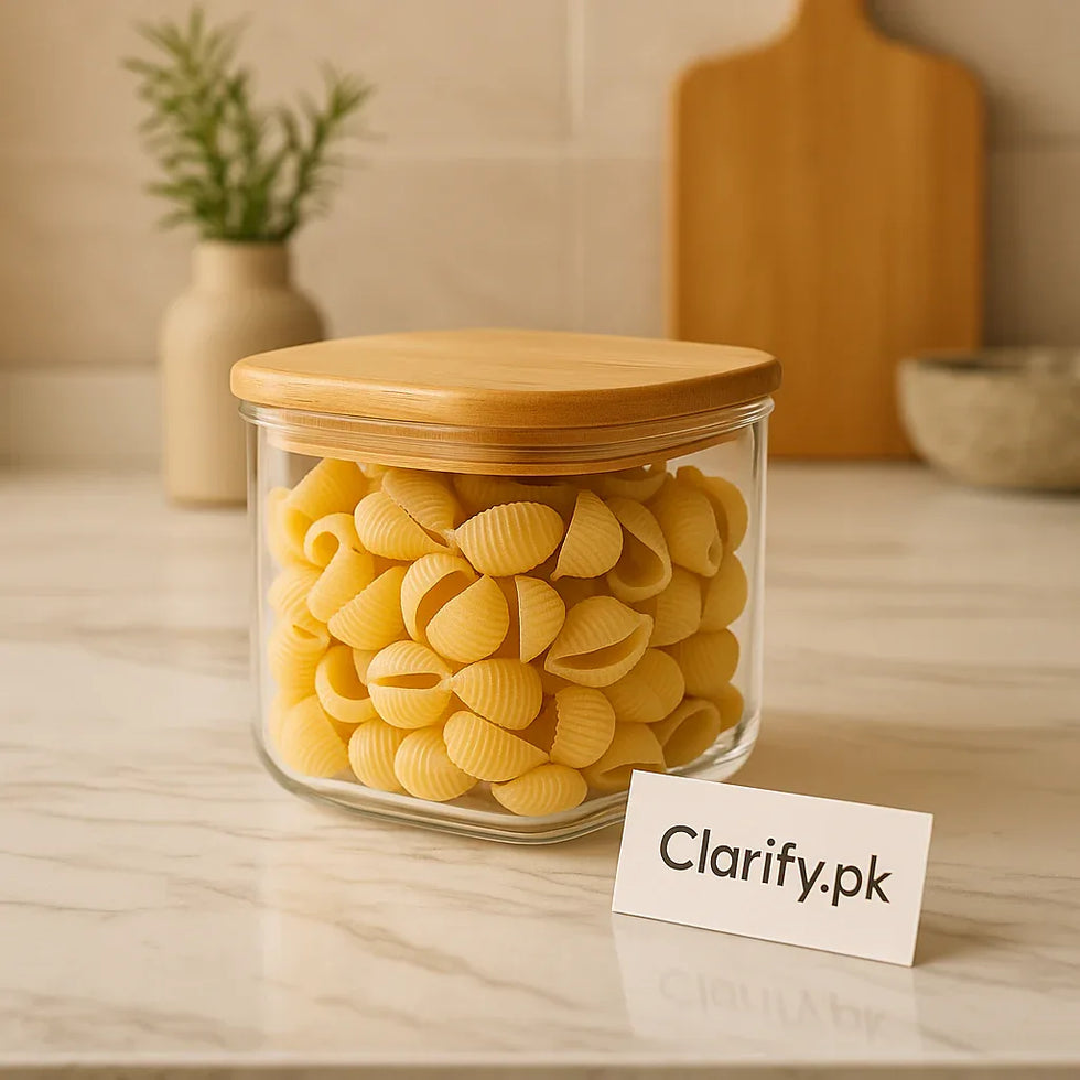 Premium Small Glass Storage Jar – Airtight Bamboo Lid Kitchen Container - Clarify.pk