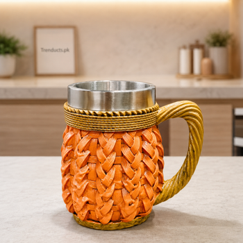 500ml Edinburgh Signature barrel mug with orange woven texture