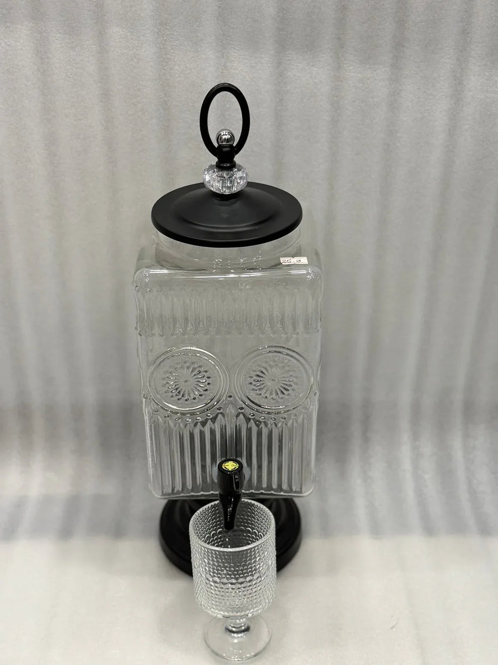 Luxury Crystal Design Beverage Dispenser Set – 3L with 6 Glasses
