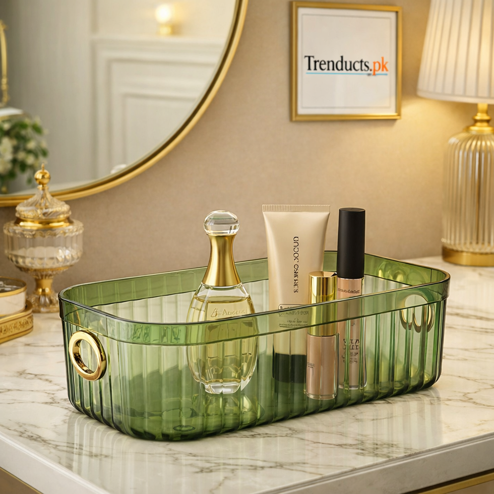 Luxury Acrylic Ripple Storage Tray with Gold Handles
