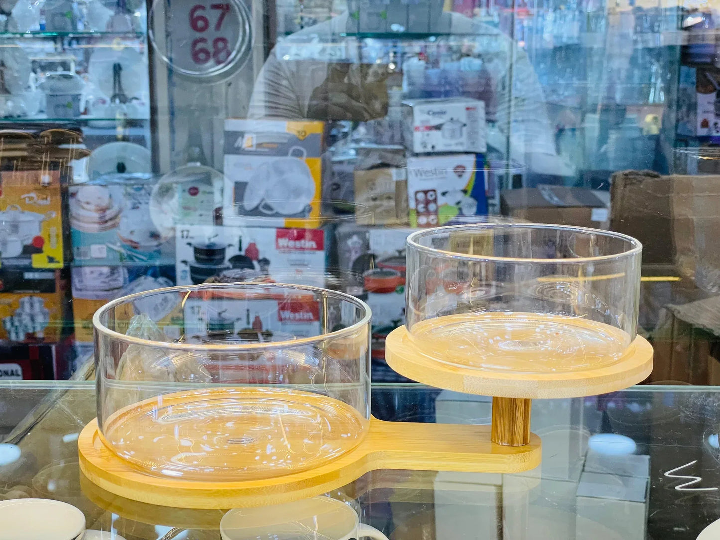 Luxury 2-Tier Glass Container Set – Modern Kitchen Storage Rack - Clarify.pk