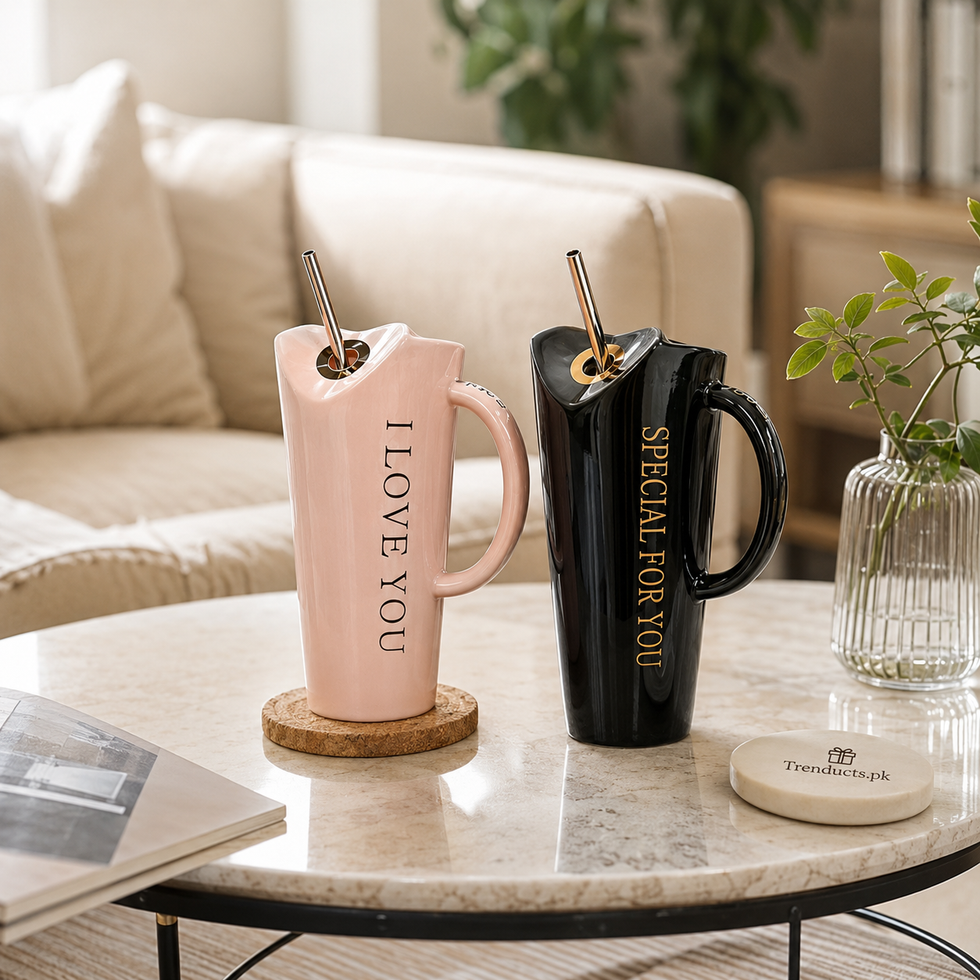 Heart Rim Ceramic Phrase Mug with Straw (each)