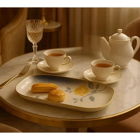 Elegant Porcelain Serving Platter with Floral Design - Clarify.pk