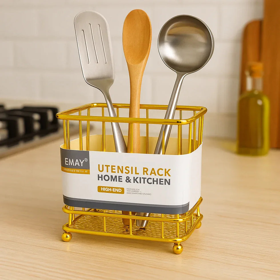Golden Spoon Holder Rack - Durable Kitchen Organizer