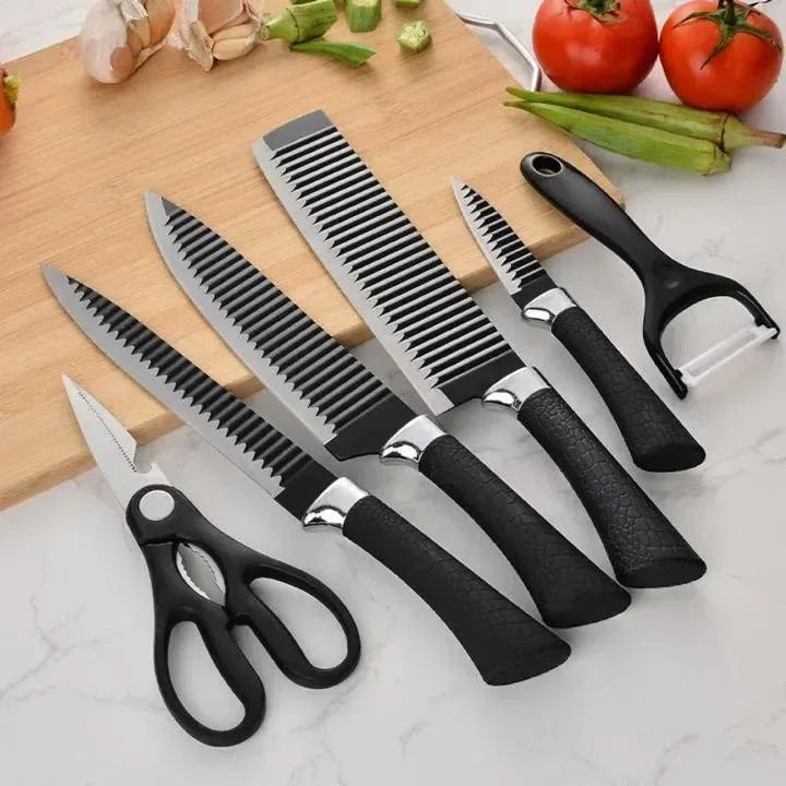 6-Piece Kitchen Knife Set with Peeler - Clarify.pk