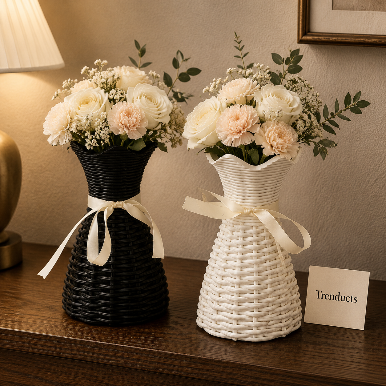 Woven-Texture Bow-Neck Decorative Flower Vase