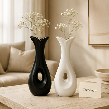Teardrop Cutout Decorative Flower Vase – luxury hero image with Trenducts branding