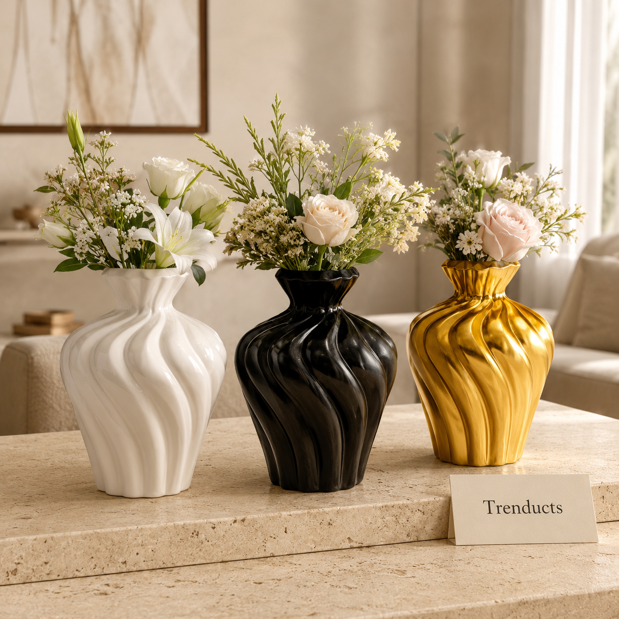 Wavy Pleated Decorative Flower Vase
