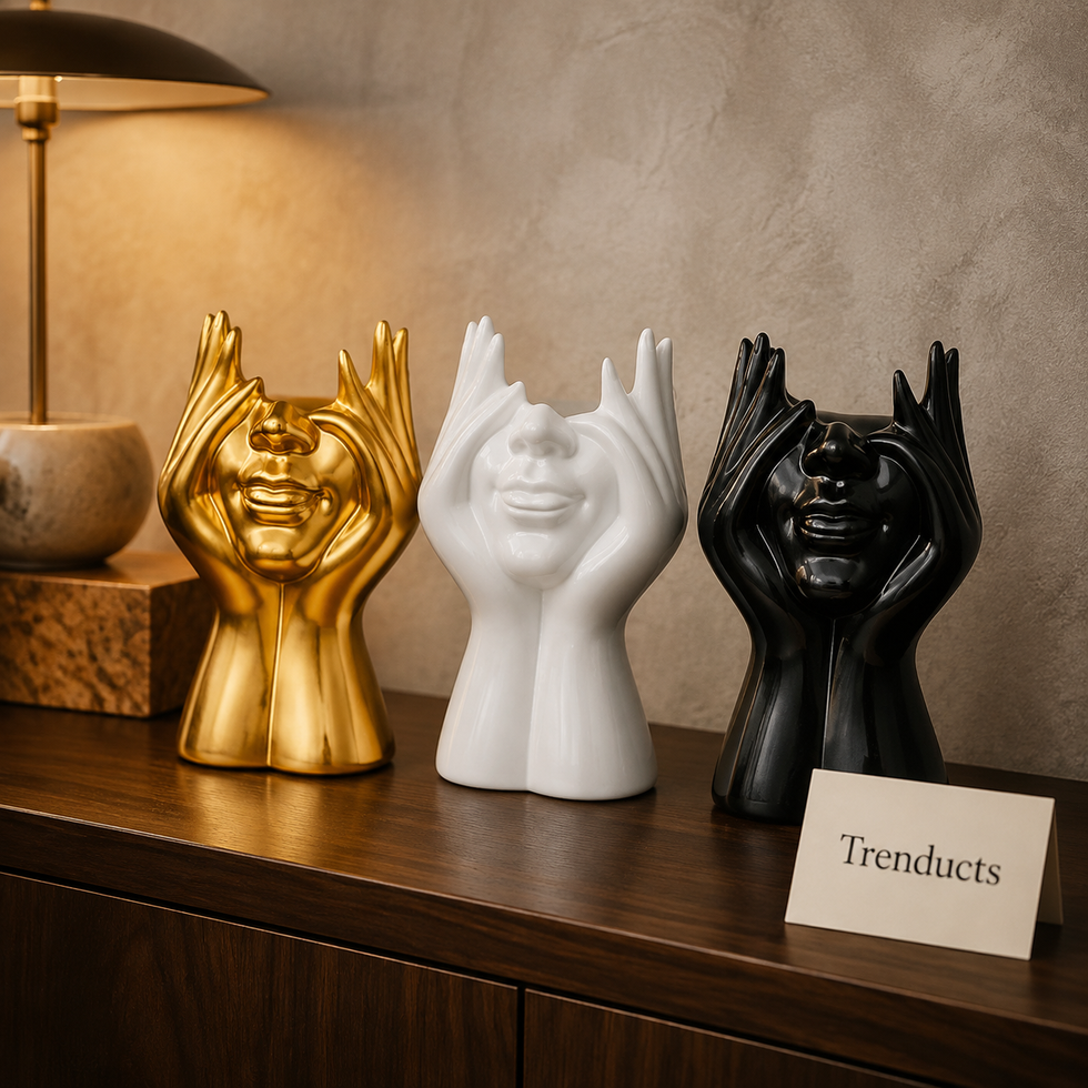 Hands-Up Smiling Face Decorative Sculpture