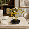 Golden Orbital Clear Sphere Table Sculpture