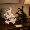Twin Rearing Horse Fiber Sculpture