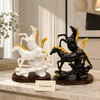 Twin Rearing Horse Fiber Sculpture