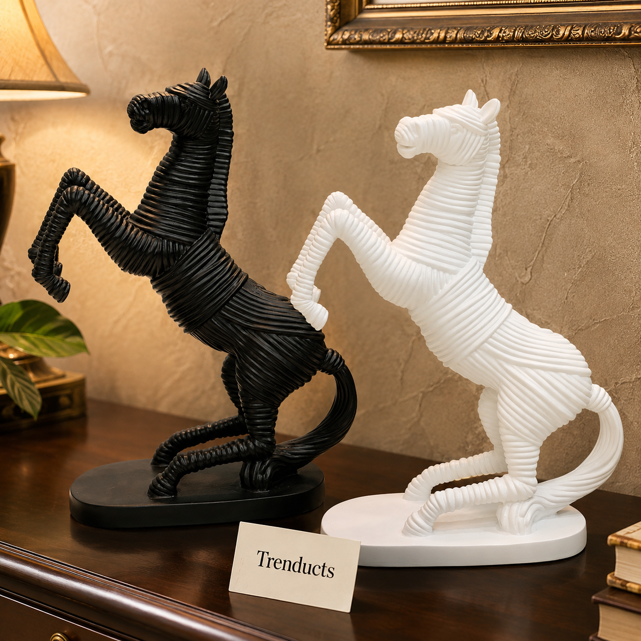 Majestic Rearing Horse Fiber Showpiece