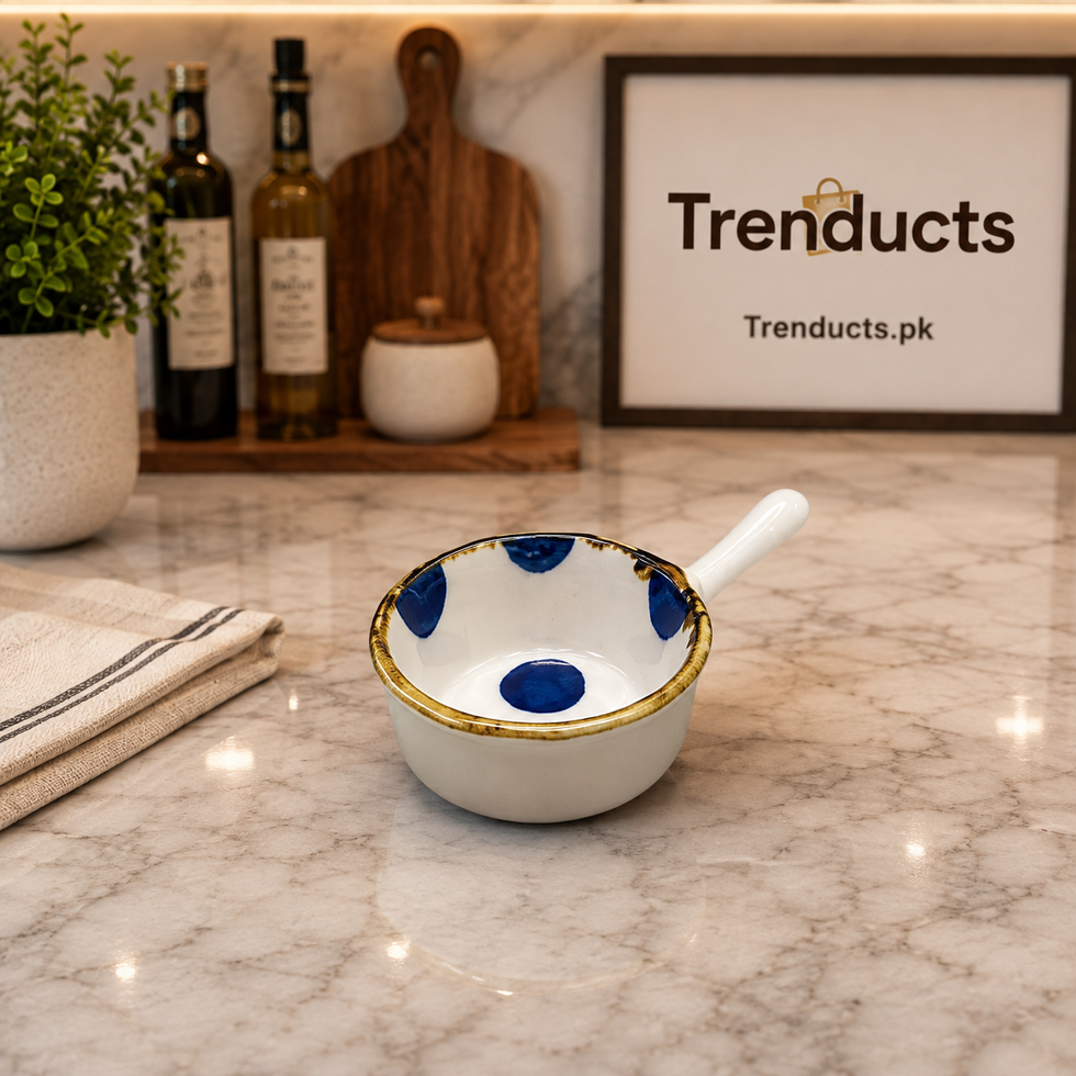 Danny Home Blue Dot 4-Inch Handled Dish