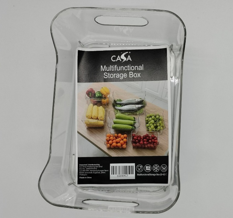 Flat Acrylic Fridge Storage Basket – Clear Organizer
