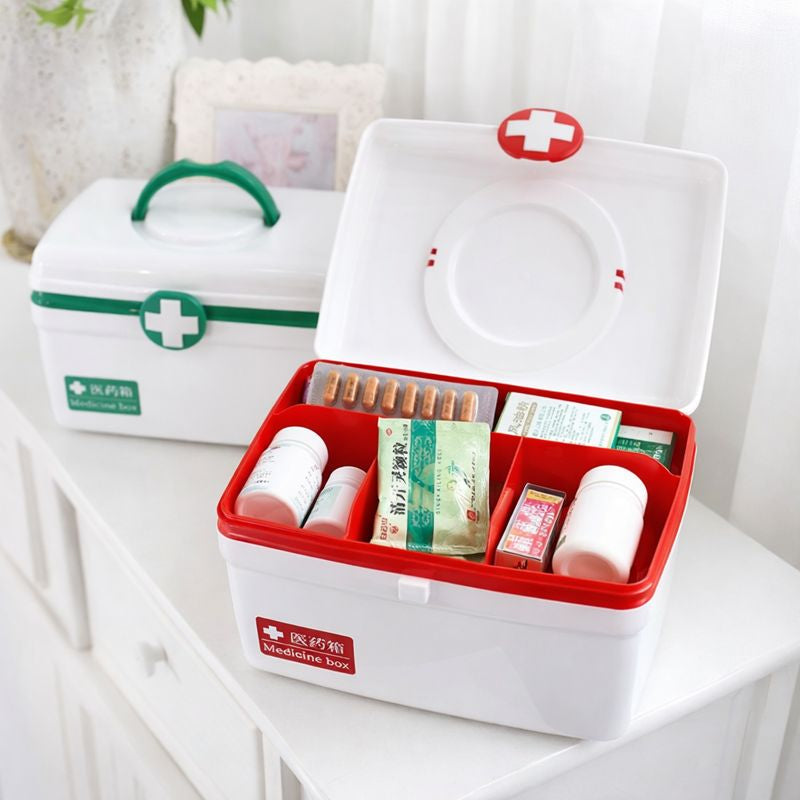 Portable Medicine Storage Box with Handle – First Aid Organizer (Random color)