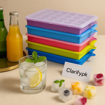 24 Grids Silicone Ice Cube Tray with Lid – Ice Mold for Drinks & Cocktails - Clarify.pk