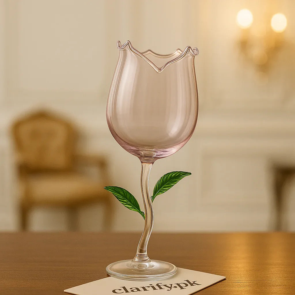 Romantic Rose Flower Juice Glass – Elegant Cocktail & Champagne Cup - Clarify.pk
