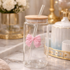 Elegant Ribbed Glass Storage Jar with Ribbon Bow Lid