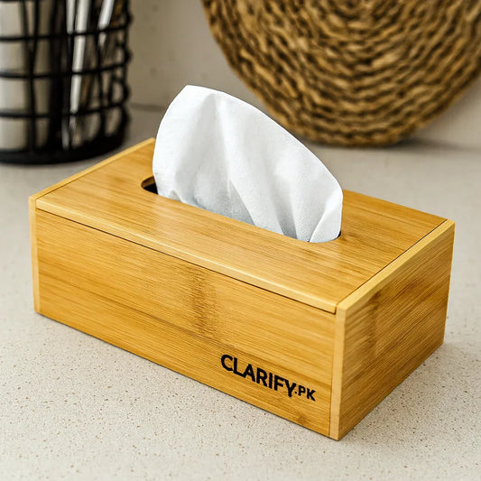 Natural Bamboo Wooden Tissue Box – 600g Premium Holder - Clarify.pk