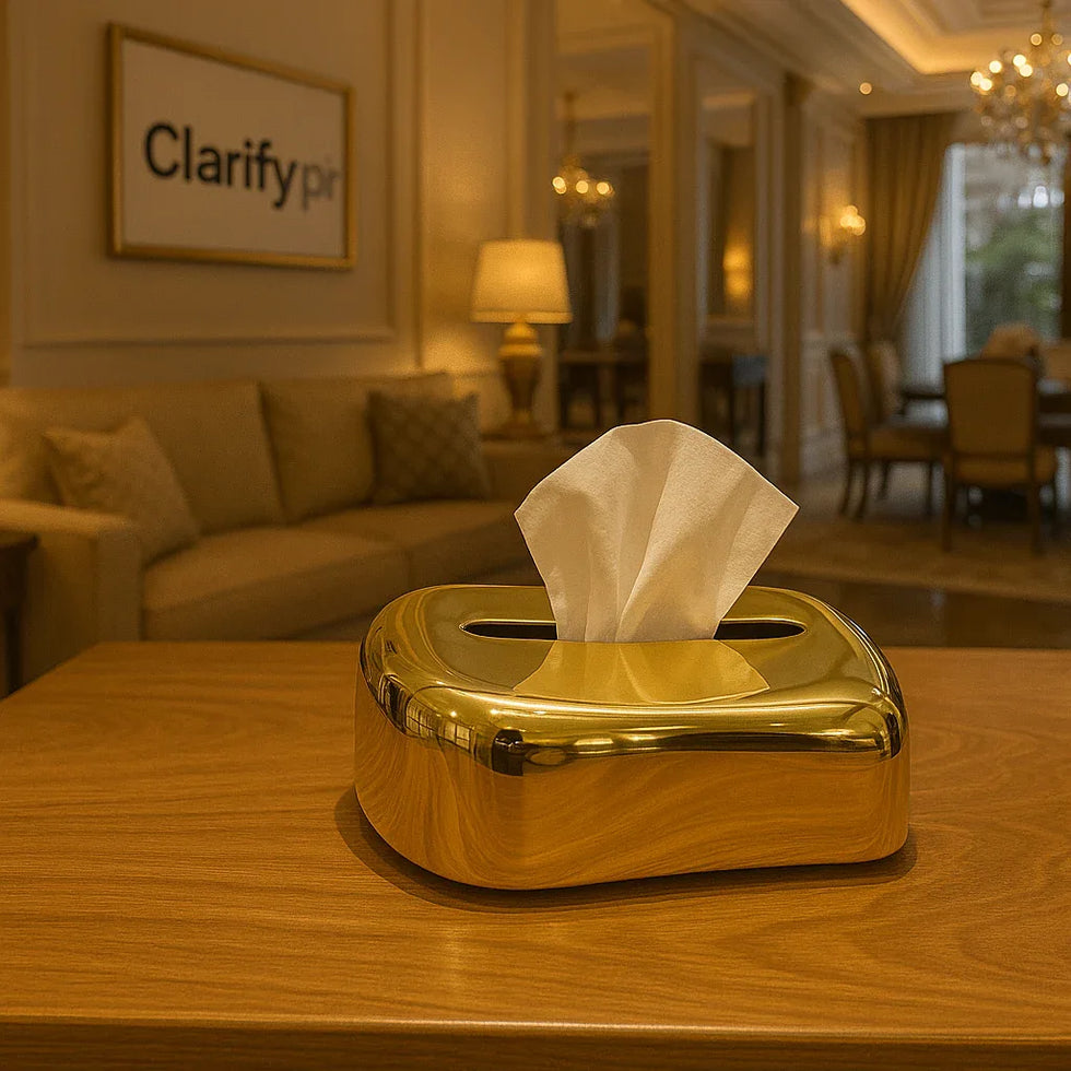 Luxury Golden Tissue Box – Premium Home Décor Edition - Clarify.pk