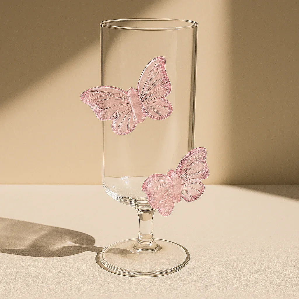 Pink Bow Flutter Glass – Elegant Drinkware - Clarify.pk