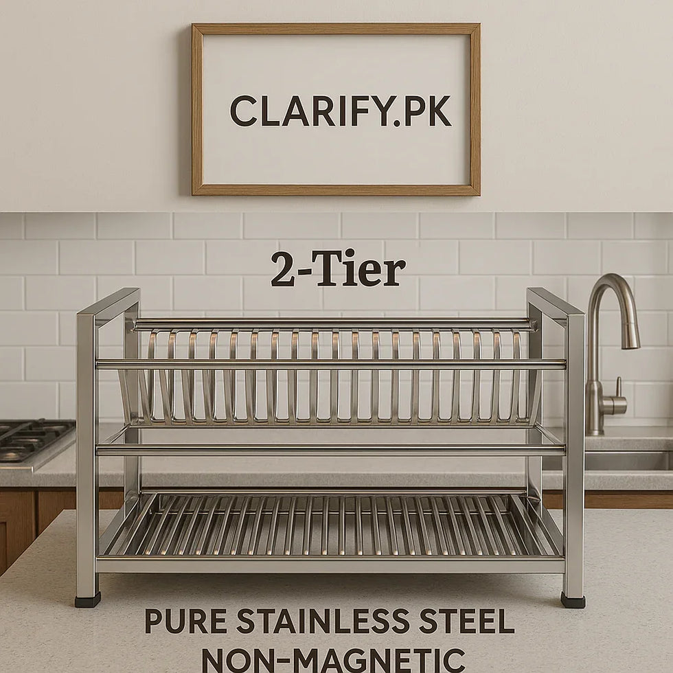 Pure Stainless Steel Dish & Plate Rack – Square Style - Clarify.pk