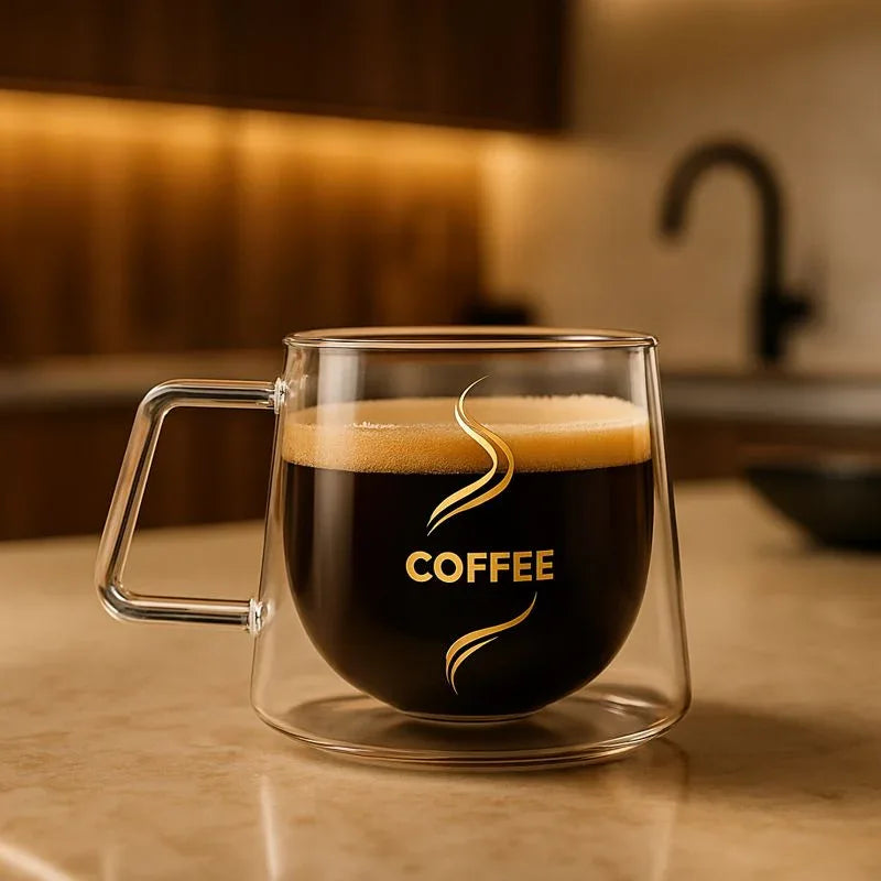 ہائی بوروسیلیٹ ڈبل وال والا کافی کپ - حرارت سے بچنے والا