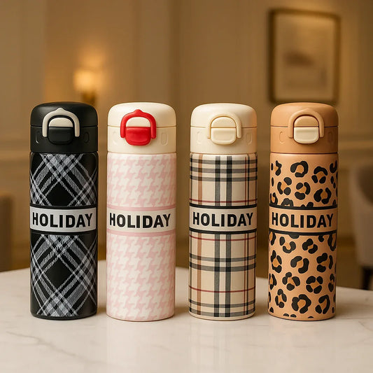 Holiday Printed Thermos Bottle – 500ml Leakproof Flask (Random) - Clarify.pk
