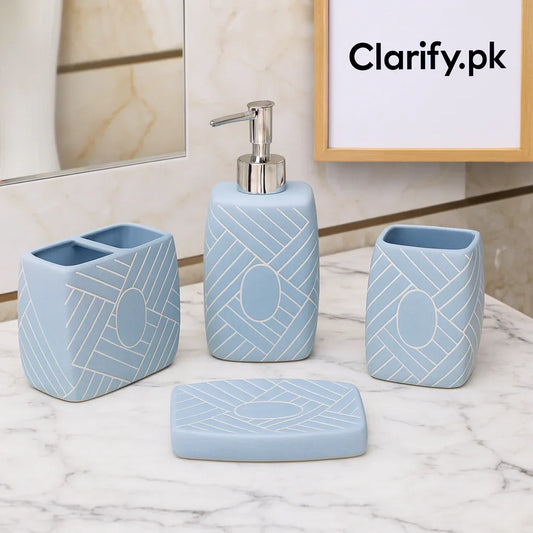 Luxury 4Pcs Grey Bath Set – Modern Bathroom Décor - Clarify.pk