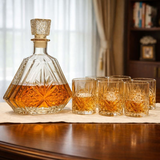 7pcs Crystal Glass Bottle Set – Premium Serving
