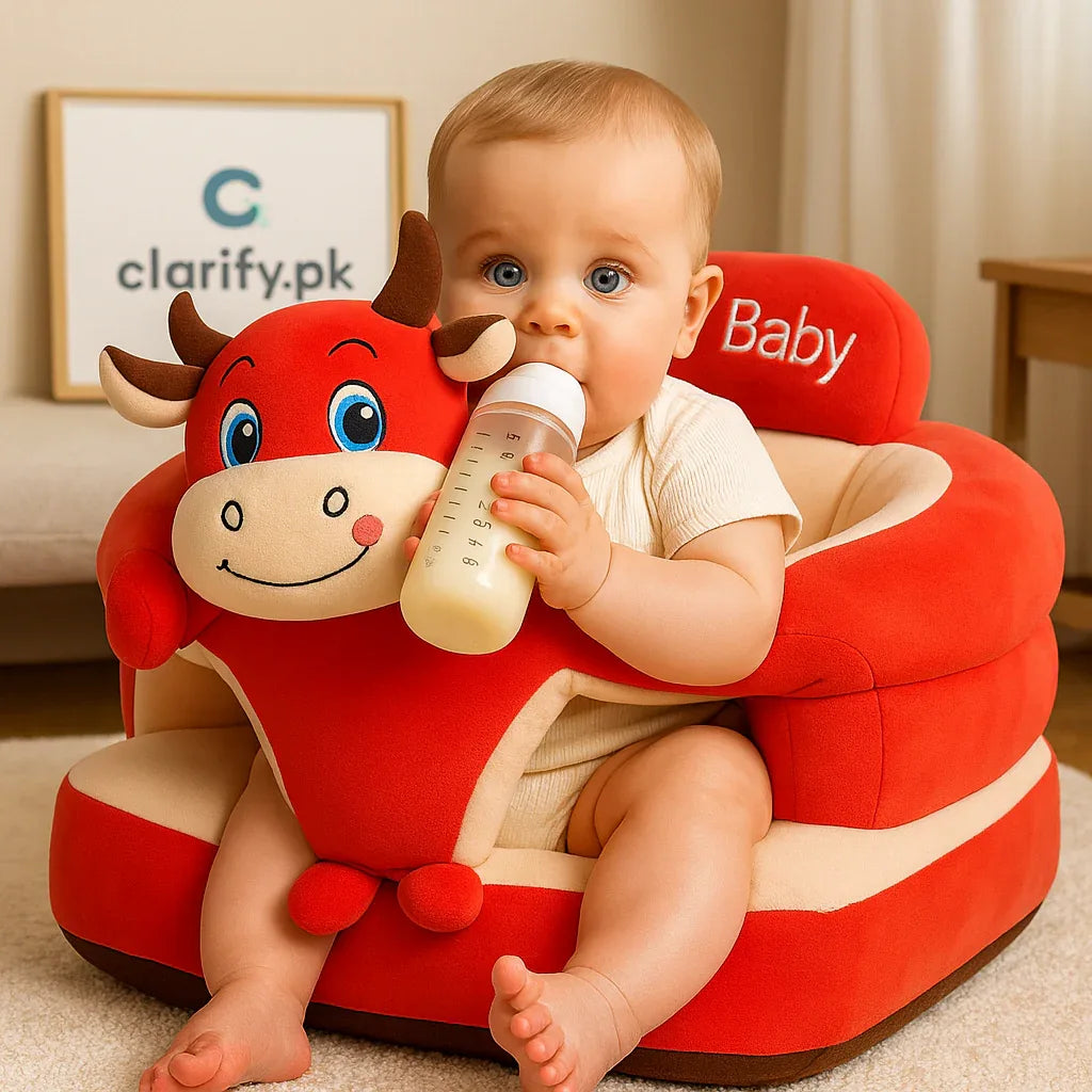 Premium 360° Baby Support Soft Sofa Seat – Red Bull - Clarify.pk
