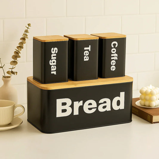 Bread Box Set with Bamboo Lid – Kitchen Storage - Clarify.pk