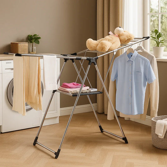 Stainless Steel Clothes Dryer Stand – Foldable & Durable Laundry Rack - Clarify.pk