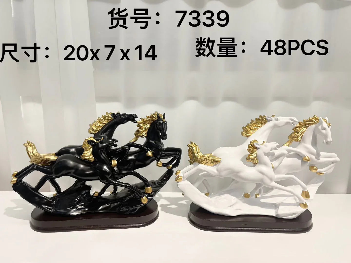 Premium Running Horses Fiber Decoration – Golden Mane Edition - Clarify.pk