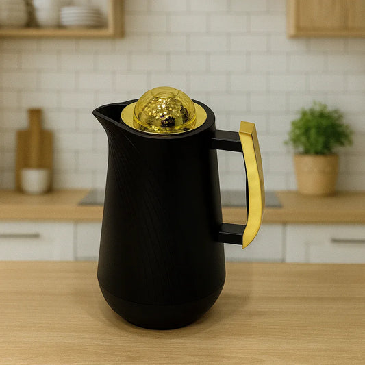 Luxury Black & Gold Insulated Thermos – 1 Liter - Clarify.pk