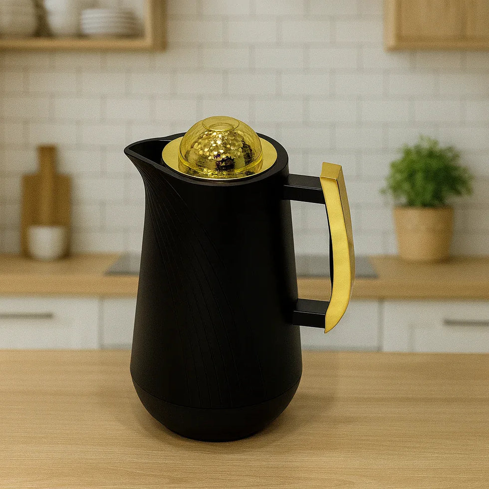 Luxury Black & Gold Insulated Thermos – 1 Liter - Clarify.pk