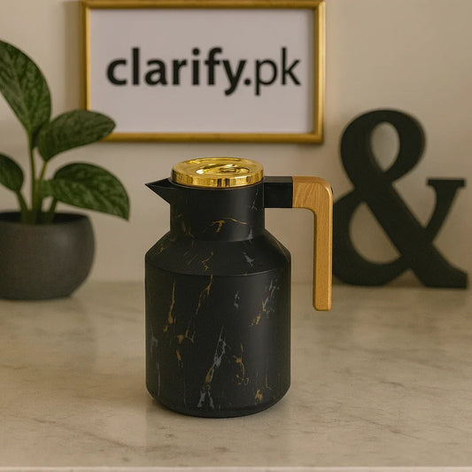Luxury Black Thermos Flask with Golden Lid – 1Liter - Clarify.pk