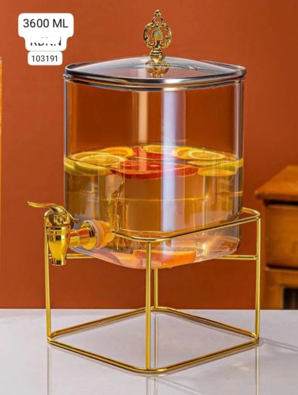 Water dispenser glass merterial iron stand 3.5litre - Clarify.pk