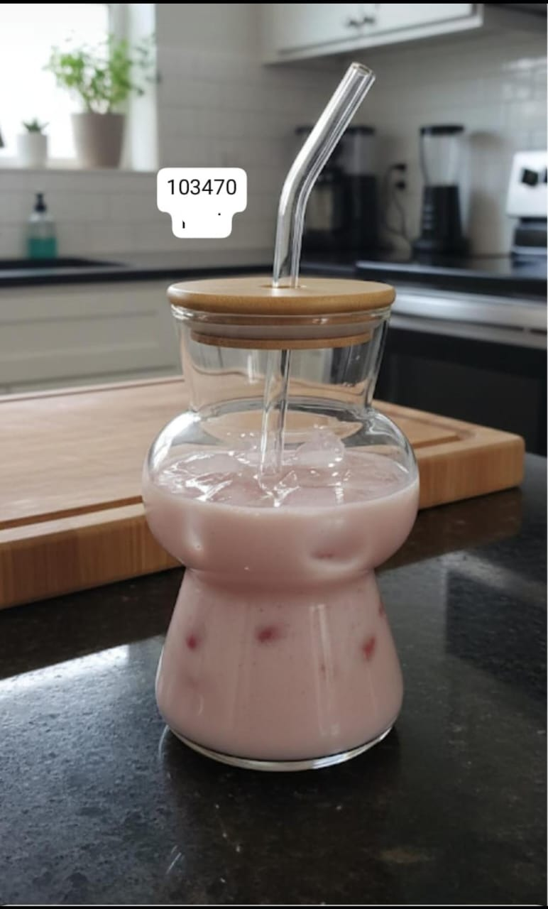 Aesthetic Glass Sipper - Eco-Friendly Bamboo Lid Tumbler (450ml) IT