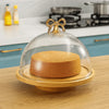 Fancy Cake Dome with Cover – Bamboo Wooden Base - Clarify.pk