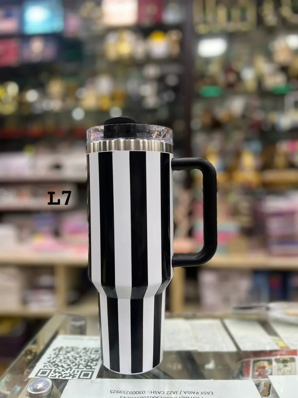 پریمیم سیاہ پٹی 40oz ٹمبلر - 1200ml پانی کی بوتل
