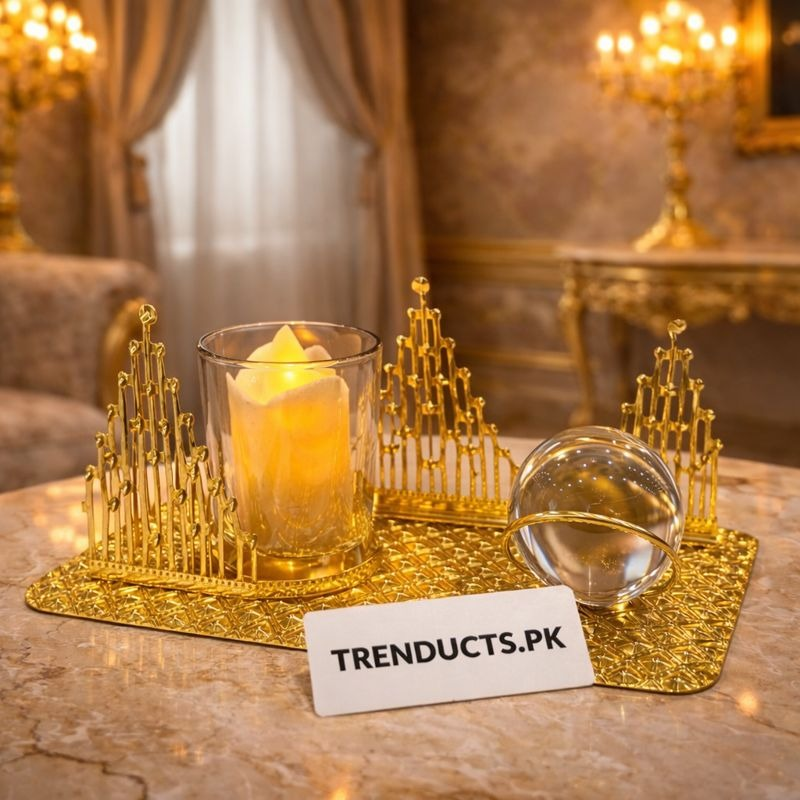 Luxury Metal Golden Candle Stand with Crystal Ball ZZ