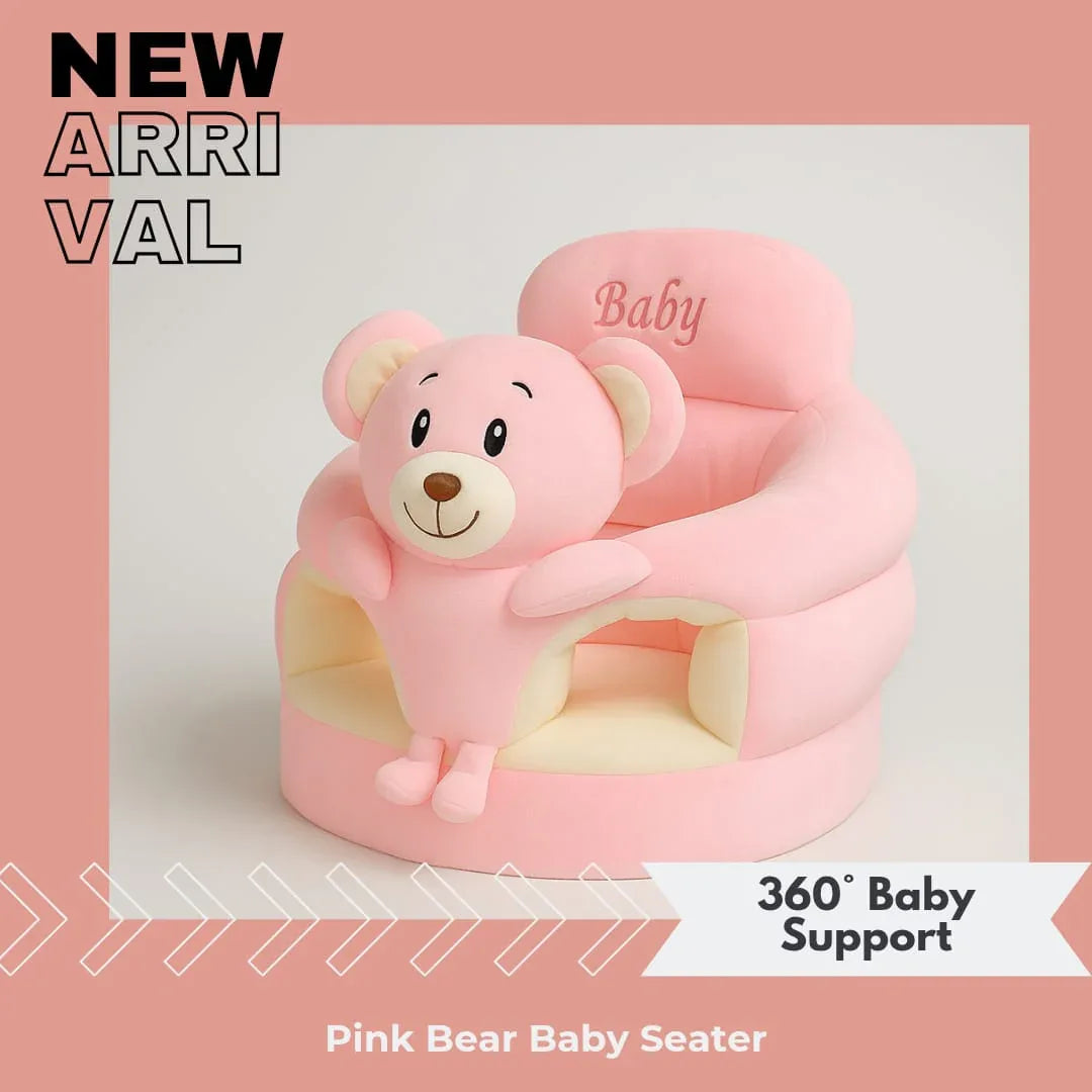 Premium 360° Baby Support Sofa Seat – Pink Bear - Clarify.pk