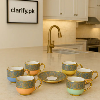6pcs Colorful Cup & Saucer Set – Vibrant Tea & Coffee Set - Clarify.pk