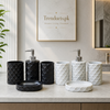4-Piece Fibre Bathroom Set – Chevron Texture