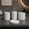 4-Piece Fibre Bathroom Set – White Mosaic
