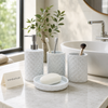4-Piece Fibre Bathroom Set – White Mosaic