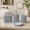 4-Piece Fibre Bathroom Set – Woven Texture